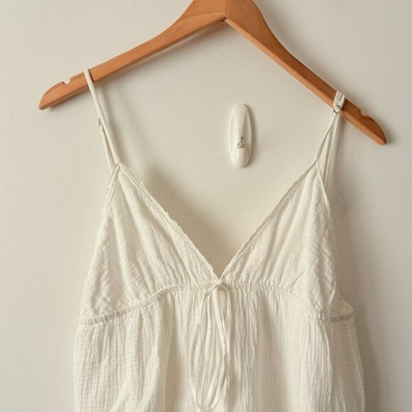 Zara Gauze Crinkle Spaghetti Strap Mini Dress White NWOT Size Medium - Picture 3 of 7